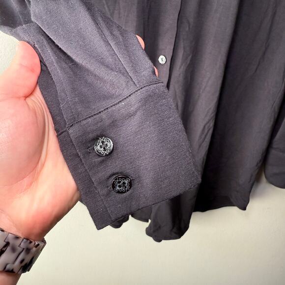 Soft Surroundings Women's Button Front Long Sleeve Blouse Black Size Small - Picture 3 of 6
